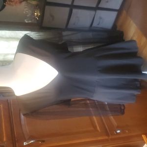 SHEIN Black Sheer Blouce Lantern Sleeve Belted Top 2XL V Neck